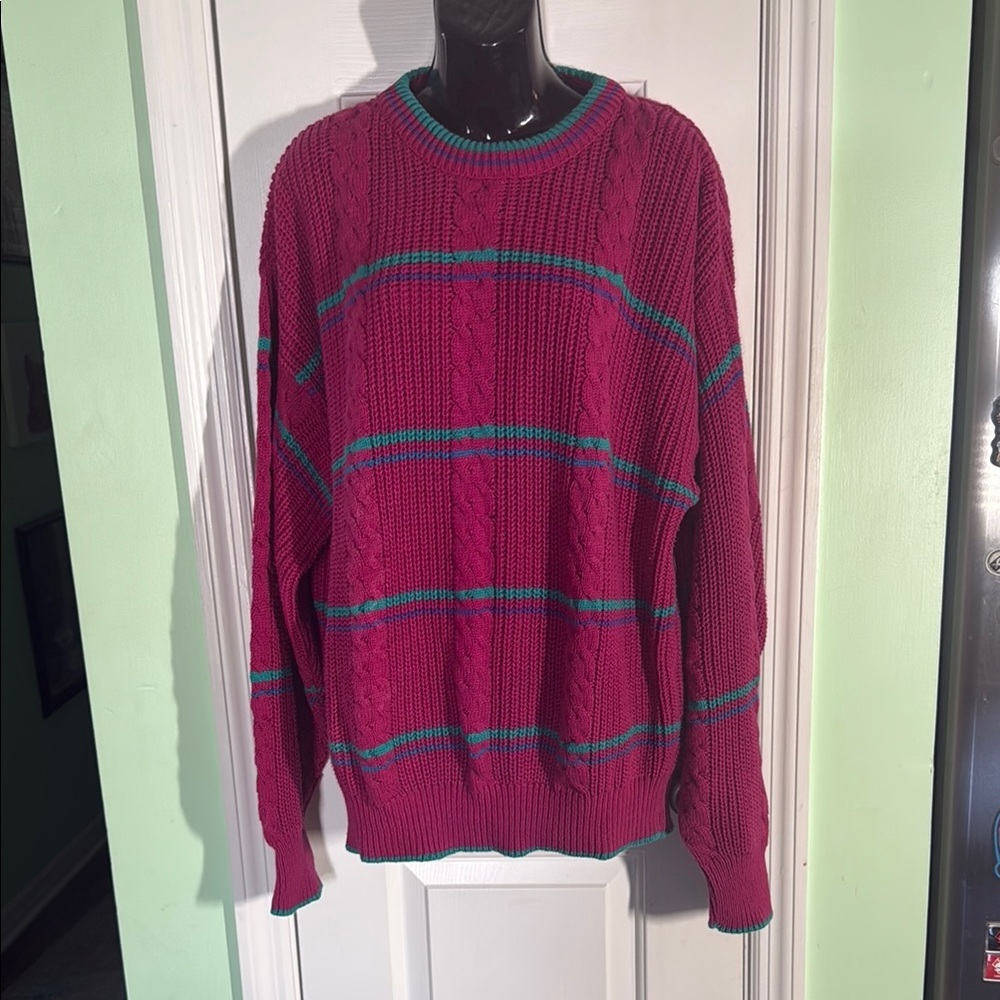 Colours By Alexander Julian Pink Vintage Oversized Sweater 100% Cotton Size L